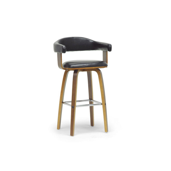 Baxton Studio Quigley Walnut And Black Modern Counter Stool 96-4728